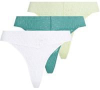 Calvin Klein Damen 3er Pack Strings Low Rise mit Spitze, Mehrfarbig (White/Highline Green/Lively Teal), S