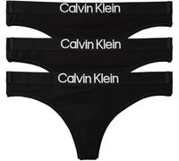 Calvin Klein Damen 3er Pack Strings mit Logobund, Schwarz (Black/Black/Black), XL
