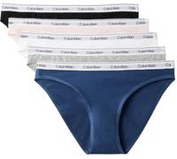 Calvin Klein Damen 5er Pack Slips Bikini Form Low Rise Unterwäsche, Mehrfarbig (Black/White/Grey Heather/Potpourri/), S