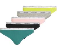 Calvin Klein Damen 5er Pack Slips Bikini Form Low Rise Unterwäsche, Mehrfarbig (Blk/Gryhtr/Bf Pk/Lvly Tl/Kwl Lm), L