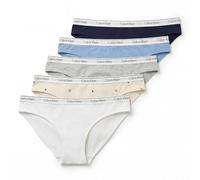 Calvin Klein Damen 5er Pack Slips Bikini Form Low Rise Unterwäsche, Mehrfarbig (Shoreline/Blue Descent/Grey Heath), XS