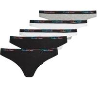Calvin Klein Damen 5er Pack Slips Bikini Form mit Logobund, Mehrfarbig (Black/White/Black/Gry Htr/White), S