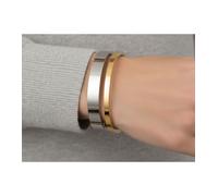 Calvin Klein Damen Armreif-Set im Zweiton-Design Edelstahl-Armband Schmuck KJ06BD2001 Silber/Gold