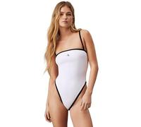 Calvin Klein Damen Badeanzug Bandeau One Piece Abnehmbare Träger, Weiß (Pvh Classic White), XL