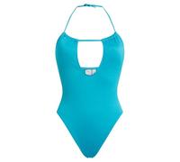 Calvin Klein Damen Badeanzug Plunge One Piece mit Knitterstruktur, Blau (Adriatic Blue), XS