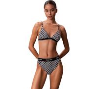 Calvin Klein Damen Bikini Oberteil Triangel mit verstellbaren Trägern, Schwarz (20242 Icon Cotton Emblem+Black), S