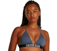 Calvin Klein Damen Bikini Oberteil Triangel Neckholder, Blau (Grisaille), 1XL