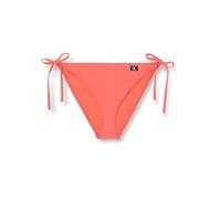 Calvin Klein Damen Bikinihose Seitliche Schnürung String Side Tie mit Logo-Badge, Orange (Dazzling Coral), XL