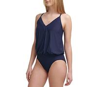 Calvin Klein Damen Blouson V-Ausschnitt Einteiler Badeanzug, Marineblau, 40