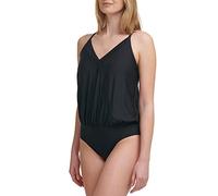 Calvin Klein Damen Blouson V-Neck One Piece Swimsuit Badeanzug, Schwarz, 44