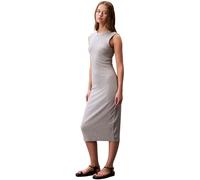 Calvin Klein Damen Bodycon Kleid Contour Midi Gerippt, Grau (Heroic Grey Heather), L