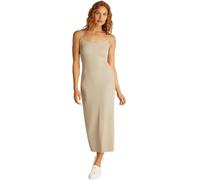 Calvin Klein Damen Bodycon Kleid Logo Elastic Strappy Slim Fit, Beige (White Pepper), S