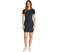 Calvin Klein Damen Bodycon Kleid Washed Woven Label Rib Kurz, Grau (Washed Black), XXL