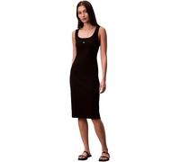 Minikleid CALVIN KLEIN JEANS "BABY RIB WOVEN LABEL", Damen, Gr. XS (36), N-Gr, schwarz, Jersey, Obermaterial: 95% Baumwolle, 5% Elasthan, unifarben, slim fit Midi, Rundhals, Kleider Minikleid, Figurbe