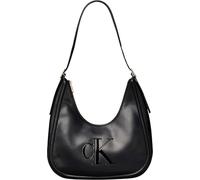 Henkeltasche CALVIN KLEIN "BOLD CK CRESCENT BAG", Damen, Gr. B/H/T: 33cm x 33,5cm x 12cm, schwarz, Lederimitat, Taschen, Schultertasche, Umhängetasche, Hobo Bag mit Logoschriftug (70057647-0) schwarz