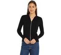 Calvin Klein Damen Cardigan Rib Zipped Cardigan mit Reißverschluss, Schwarz (Ck Black), L