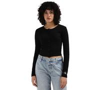 Calvin Klein Damen Cardigan Woven Label Rib Cardigan Dünn, Schwarz (Ck Black), XXL