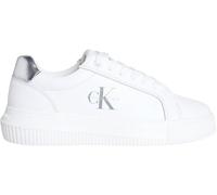 Calvin Klein Damen Cupsole Sneaker Chunky Silver aus Leder, Weiß (Bright White/Silver), 37