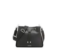 Calvin Klein Damen Drawstring Adjustable Fay Hobo mit Kordelzug, verstellbar, Schwarz/Silber