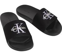 Pantolette CALVIN KLEIN "ESS SLIDE CV WN", Herren, Gr. 35, schwarz, Textil, Basic, Schuhe Pantolette, Sommerschuh, Poolslides, Pantolette, Strandschuh mit Logoschriftzug (73554406-35) schwarz