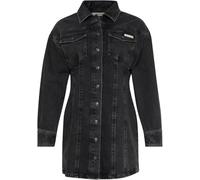 Jeanskleid CALVIN KLEIN JEANS "LS DENIM MINI DRESS", Damen, Gr. XS (36), N-Gr, ck essential schwarz, Denim/Jeans, Obermaterial: 99% Baumwolle, 1% Elasthan, unifarben, figurbetont mini, Rundhals, einge