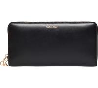 Geldbörse CALVIN KLEIN "CK PULLER LARGE ZIP AROUND", schwarz, Leder, unifarben, Basic, Kleinlederwaren, Damen-Geldbeutel, Portemonnaie, mit Logoschriftzug (69949117-0) schwarz