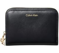 Calvin Klein Damen-Geldbörse Medium Flap Zip 6cc 11 cm Leder mit CK-Schmuck-Logo Schwarz