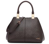 Calvin Klein Damen Geometric Satchel-2 in 1, Veganes Leder, 2 Taschen Geometrische Umhängetasche aus Granit, Braun/Khaki/Schwarz