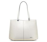 Calvin Klein Damen Geometric Tote Bag - Vegan Leather, Monogram, 3 Pockets Geometrische Tragetasche aus Granit, Cherub White