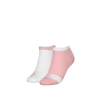 Calvin Klein 2P Glossy High Cut Footie Socks Weiß/Rosa Gr 39/42 Damen