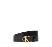 Calvin Klein Damen Gürtel Monogram Plaque Buckle 2,5 cm Ledergürtel, Schwarz (Black), 90 cm