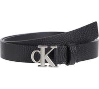 Calvin Klein Damen Gürtel Monogram Plaque Buckle 2,5 cm Ledergürtel, Schwarz (Na Black/Pewter), 65 cm