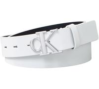 Calvin Klein Damen Gürtel Monogram Plaque Buckle 3,0 cm Ledergürtel, Weiß (Lily White), 110 cm