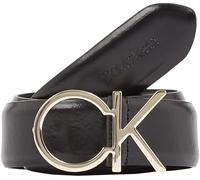 Calvin Klein Damen Gürtel Re-Lock Logo Belt 3,0 cm Ledergürtel, Schwarz (Ck Black), 80 cm