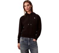 Kapuzensweatshirt CALVIN KLEIN JEANS "LS ARCHIVE TERRY PO HOOD", Damen, Gr. S (38), schwarz, Sweatware, Obermaterial: 86% Baumwolle, 14% Polyester, unifarben, klassisch normal, Rundhals, eingesetzt Ri