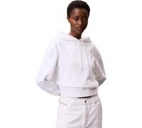 Kapuzensweatshirt CALVIN KLEIN JEANS "LS ARCHIVE TERRY PO HOOD", Damen, Gr. L (42), weiß (brilliant weiß), Sweatware, Obermaterial: 86% Baumwolle, 14% Polyester, unifarben, klassisch normal, Rundhals,