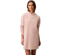 Sweatkleid CALVIN KLEIN JEANS "LS MONOLOGO PREMIUM TERRY HOODIE", Damen, Gr. L (42), N-Gr, buff beige, Sweatware, Obermaterial: 100% Baumwolle, loose fit kurz, Rundhals, eingesetzt angesetztes Bündche
