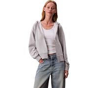 Kapuzensweatshirt CALVIN KLEIN JEANS "ARCHIVE LOGO FRENCH TERRY FZ HOO", Damen, Gr. M (40), history grau heather, Sweatware, Obermaterial: 86% Baumwolle, 14% Polyester, regular fit normal, Rundhals, e