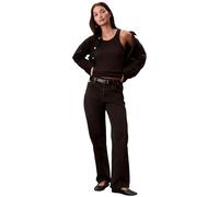 Straight-Jeans CALVIN KLEIN JEANS "HGH RS STRGHT CK ESS", Damen, Gr. 27, Länge 30, ck essential schwarz, Denim/Jeans, Obermaterial: 99% Baumwolle, 1% Elasthan, unifarben, feminin, gerade lang, Jeans,