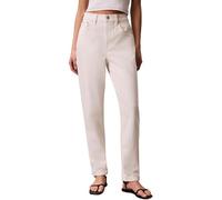 Mom-Jeans CALVIN KLEIN JEANS "MOM JEAN", Damen, Gr. 31, Länge 32, chalk weiß, Web, Obermaterial: 98% Baumwolle, 2% Elasthan, unifarben, gerade, unten schmal normal, Jeans, Regular fit mit schmaler Bei