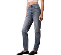 Mom-Jeans CALVIN KLEIN JEANS "NEW MOM JEAN", Damen, Gr. 32, Länge 32, delaware, Denim/Jeans, Obermaterial: 99% Baumwolle, 1% Elasthan, gerade, unten schmal lang, Jeans, mit Markenlabel am Bund (497803