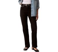 Straight-Jeans CALVIN KLEIN JEANS "HGH RS STRGHT CK ESS", Damen, Gr. 30, Länge 30, schwarz (midnight schwarz), Denim/Jeans, Obermaterial: 99% Baumwolle, 1% Elasthan, straight fit normal, Jeans Straigh