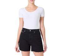 Shorts CALVIN KLEIN JEANS "90s DENIM SHORT", Damen, Gr. 25, N-Gr, schwarz (denim schwarz), Denim/Jeans, Obermaterial: 94% Baumwolle, 4% Elastomultiester, 2% Elasthan, unifarben, casual, normal kurz, H