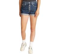 Shorts CALVIN KLEIN JEANS "90s DENIM SHORT", Damen, Gr. 34, N-Gr, blau (denim schwarz), Denim/Jeans, Obermaterial: 99% Baumwolle, 1% Elasthan, unifarben, schmal kurz, Hosen, im Stil der 90er Jahre (93