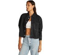 Calvin Klein Damen Jeanshemd Cropped Dad Denim Shirt mit Brusttasche, Schwarz (Denim Black), XS