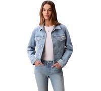 Jeansjacke CALVIN KLEIN JEANS "CLASSIC TRUCKER COASTAL LIGHT", Damen, Gr. S (38), coastal light, Denim/Jeans, Obermaterial: 67% Baumwolle, 32% Polyester, 1% Elasthan, unifarben, klassisch normal, Rund