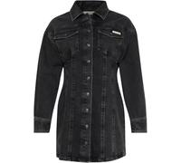 Jeanskleid CALVIN KLEIN JEANS "LS DENIM MINI DRESS", Damen, Gr. M (40), N-Gr, ck essential schwarz, Denim/Jeans, Obermaterial: 99% Baumwolle, 1% Elasthan, unifarben, figurbetont mini, Rundhals, einges