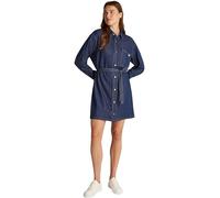 Jeanskleid CALVIN KLEIN JEANS "BELTED TENCEL DENIM SHIRT DRESS" Gr. XS (34), N-Gr, schwarz (denim schwarz), Damen, Jersey, Obermaterial: 50% Baumwolle, 40% Lyocell, 10% Modal, unifarben, Kleider, mit