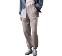Sweathose CALVIN KLEIN JEANS "MONOLOGO FRENCH TERRY JOGGER", Damen, Gr. M (40), N-Gr, grau (heroic grau heather), Jersey, Obermaterial: 86% Baumwolle, 14% Polyester, meliert, bequem lang, Hosen Sweath
