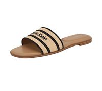 Calvin Klein Damen Kendell Flat Sandal, Light Natur/Black 114, 37.5 EU